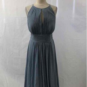 NWT Azazie "Bonnie" Dusty Blue Pleated Maxi Dress